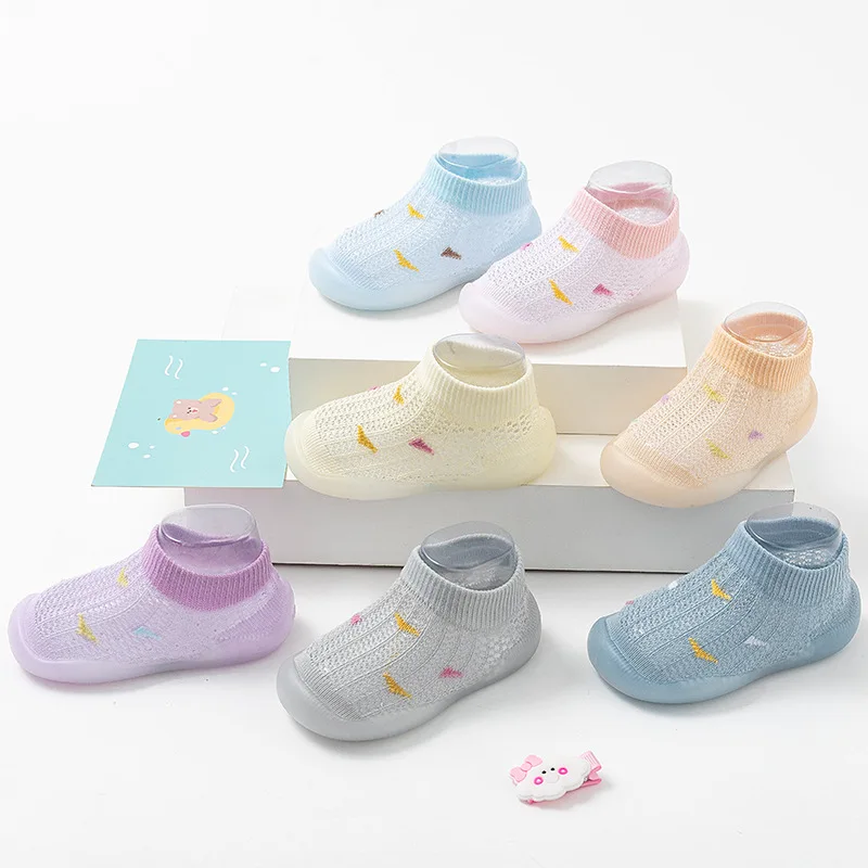 Zapatos de malla para bebé, calcetines transpirables, suelas suaves, Multicolor, Verano