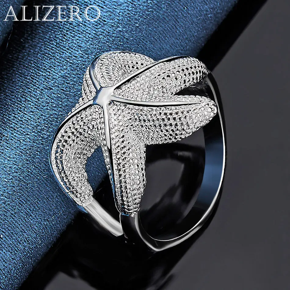 خاتم نجم البحر من الفضة الإسترليني عيار 925 من ALIZERO للنساء إكسسوارات عصرية مضادة للحساسية، للمناسبات اليومية والزفاف