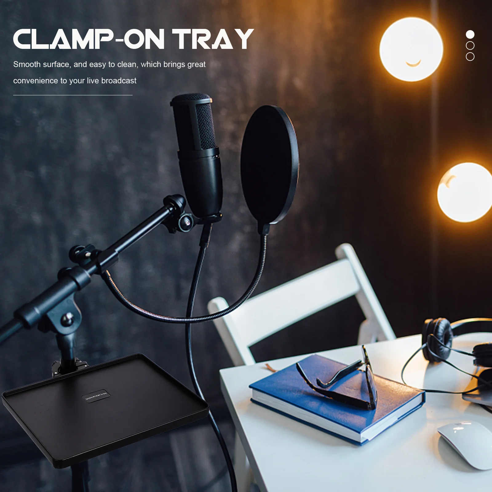 

1Pcs Plastic Microphone Stand Tray Adjustable Clamp-on Sound Card Holder Live Broadcast Shelf Rack for Mic Phone Accessories