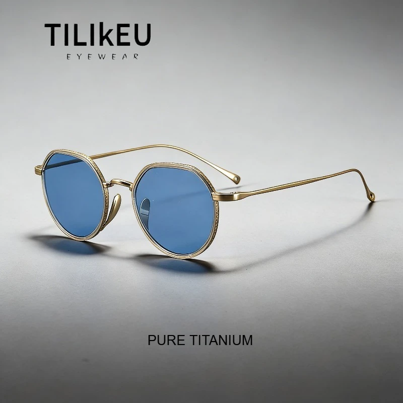 

Японские ультралегкие солнцезащитные очки из чистого титана и нейлона 7310, модные уличные очки для вождения, мужские и женские, люксовые круглые солнцезащитные очки UV400