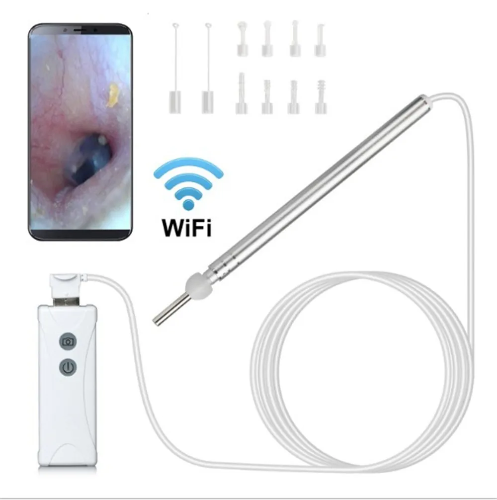 2MP 3.9mm Wireless WIFI EarPick Endoscope Camera Ear Wax Removal Otoscope Inspection Earscope Cleaner 3in1 USB Ear Camera