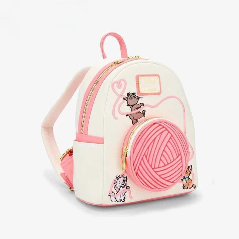 New The Aristocats Yarn Ball Marie Cat Cosplay Womens Double Strap Shoulder Bag Purse Mini Backpack view 3