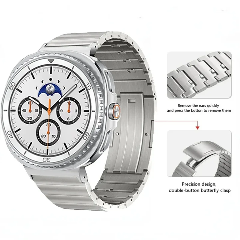 สายโลหะไทเทเนียมสําหรับ Samsung Galaxy Watch 8 40/44 มม.คลาสสิก 46 มม.สร้อยข้อมือ Galaxy นาฬิกา Ultra 2025 47 มม.Correa