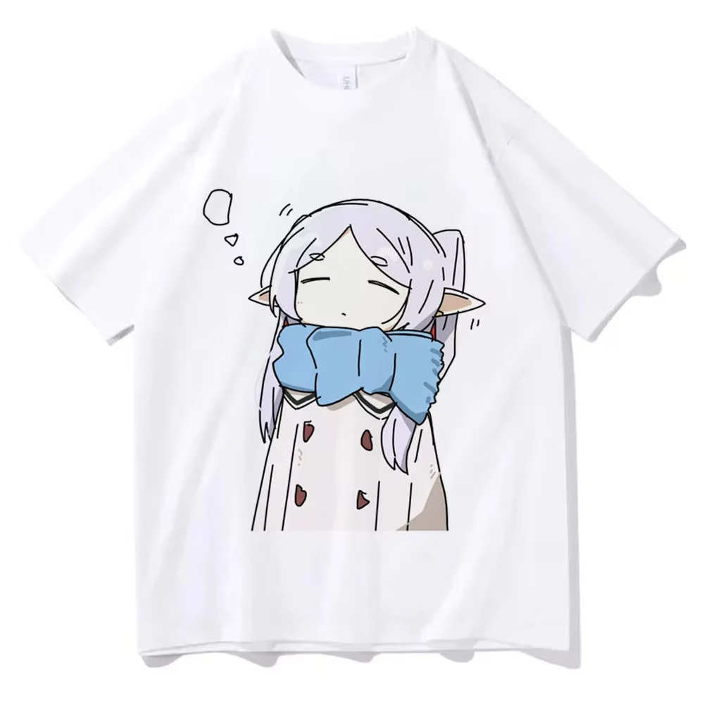 Japanese Anime Women T-shirt Frieren Cartoon Printed Short Sleeve T Shirt Female Harajuku Summer Clothing Tops Streetwear