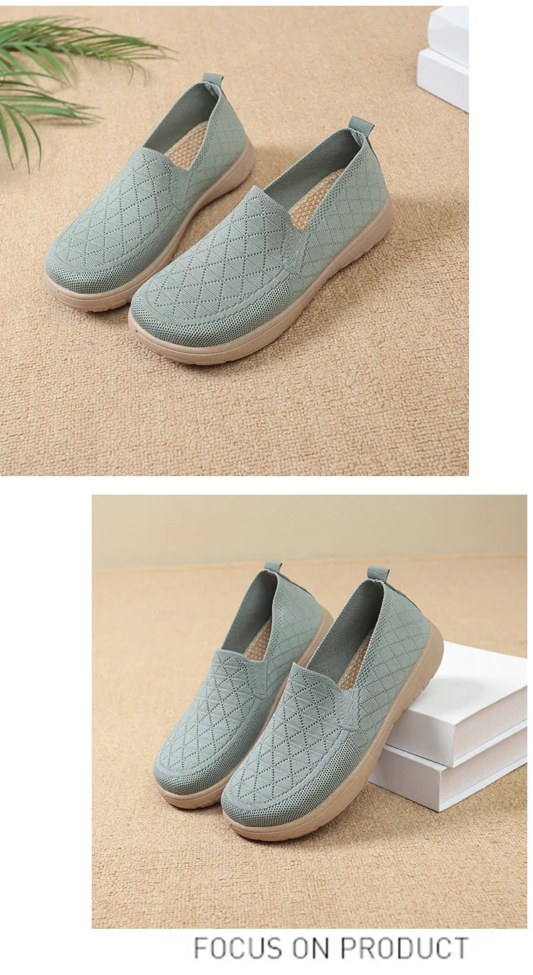 Damen Slip-On Schuhe im Stil von alten Peking-Stoffschuhen, atmungsaktive, gewebte, flache Schuhe, weich, rutschfest, bequem, zum Gehen, für Mütter, lässig, alltagstauglich, leichte Sneaker – Detail 19