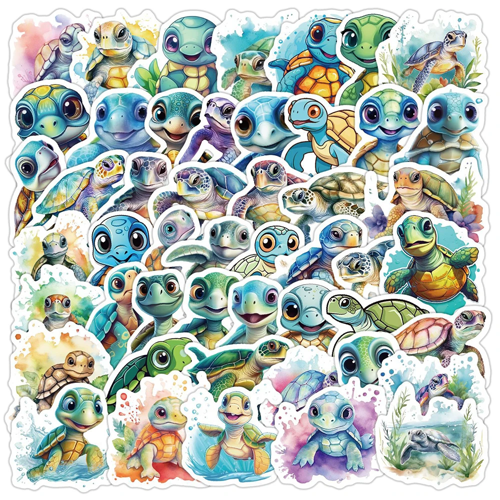 10/30/50pcs Cute Cartoon Sea Turtle Stickers Kawaii Ocean Animals Graffiti Sticker Decals for Kids Toy Water Bottle Phone Laptop