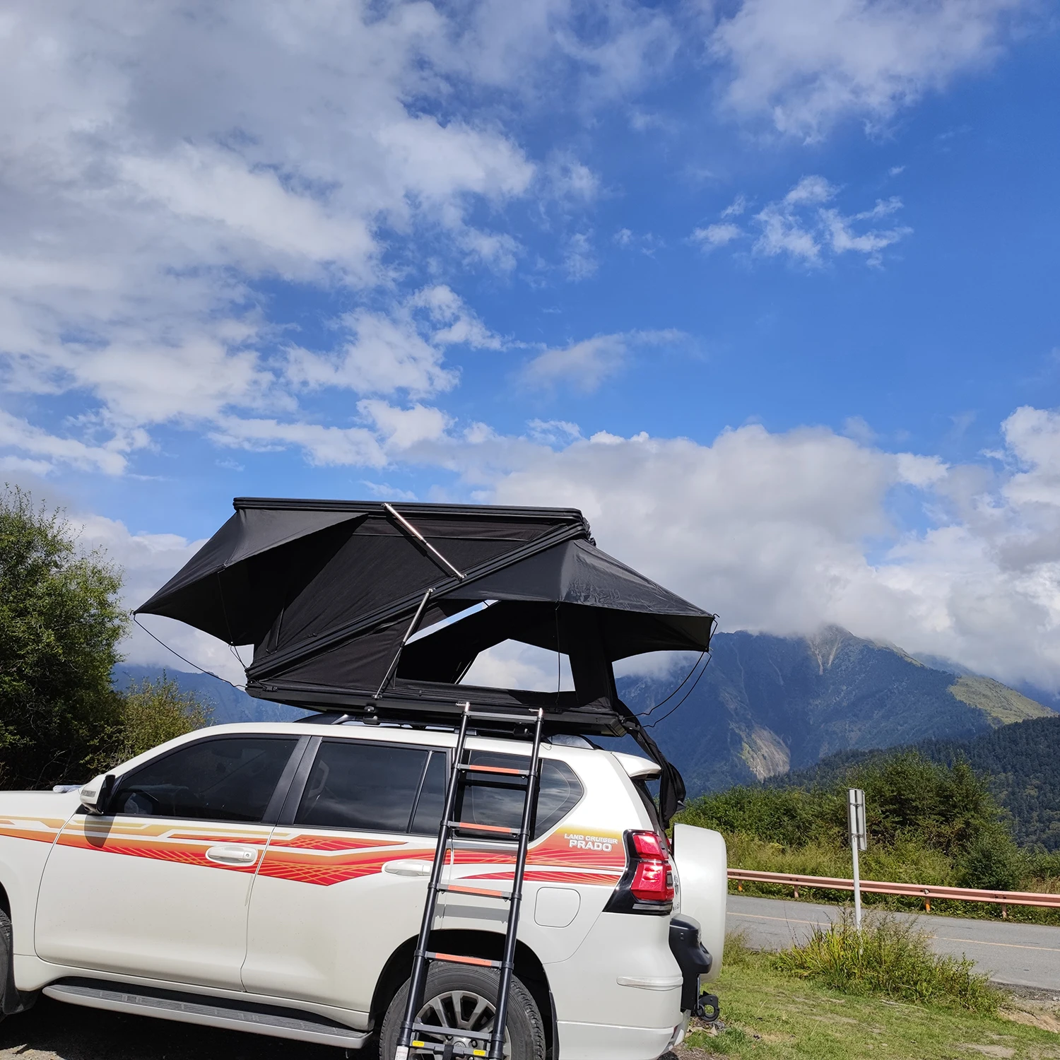 2025 جديد Z-Style 2-3 شخص الألومنيوم هارد شل سقف أعلى التخييم خيمة Z شكل سيارة على السطح خيمة #4