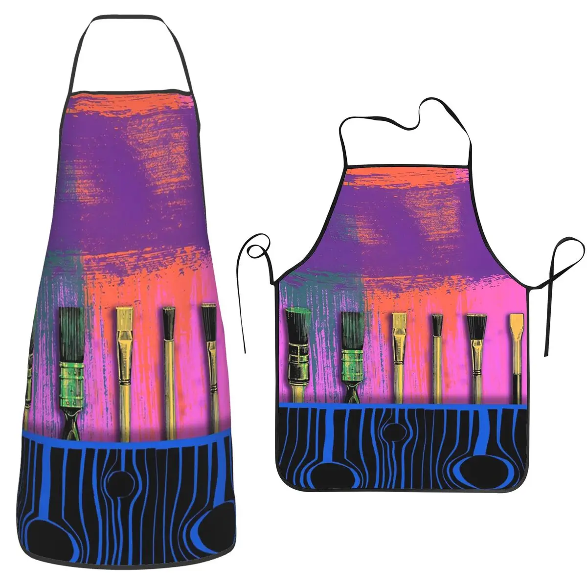 Old Paint Brush Brushes Violet Splash Apron Chef Cooking Tablier Waterproof Bib Kitchen Cleaning Pinafore for Women Men Painting