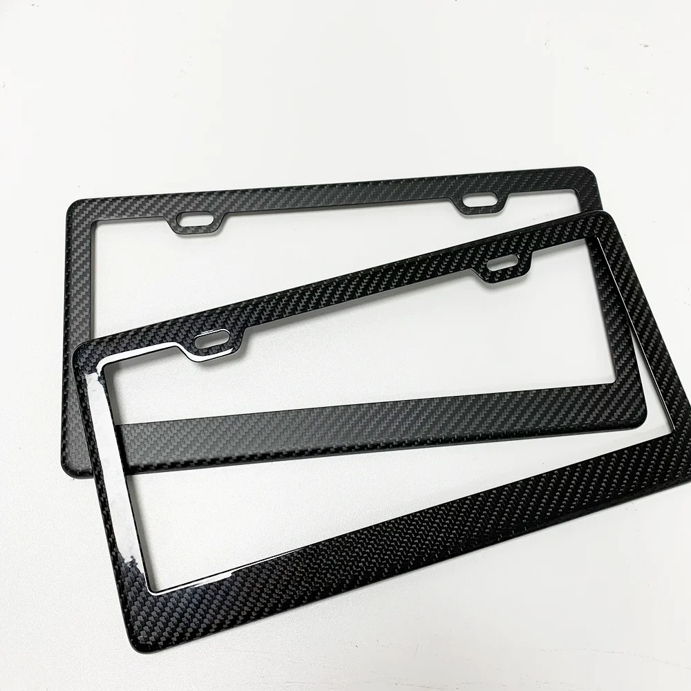1pcs Universal Carbon Fiber License Plate Frame Black Twill Unique American Auto Accessory Number Plate Cover for Front Rear