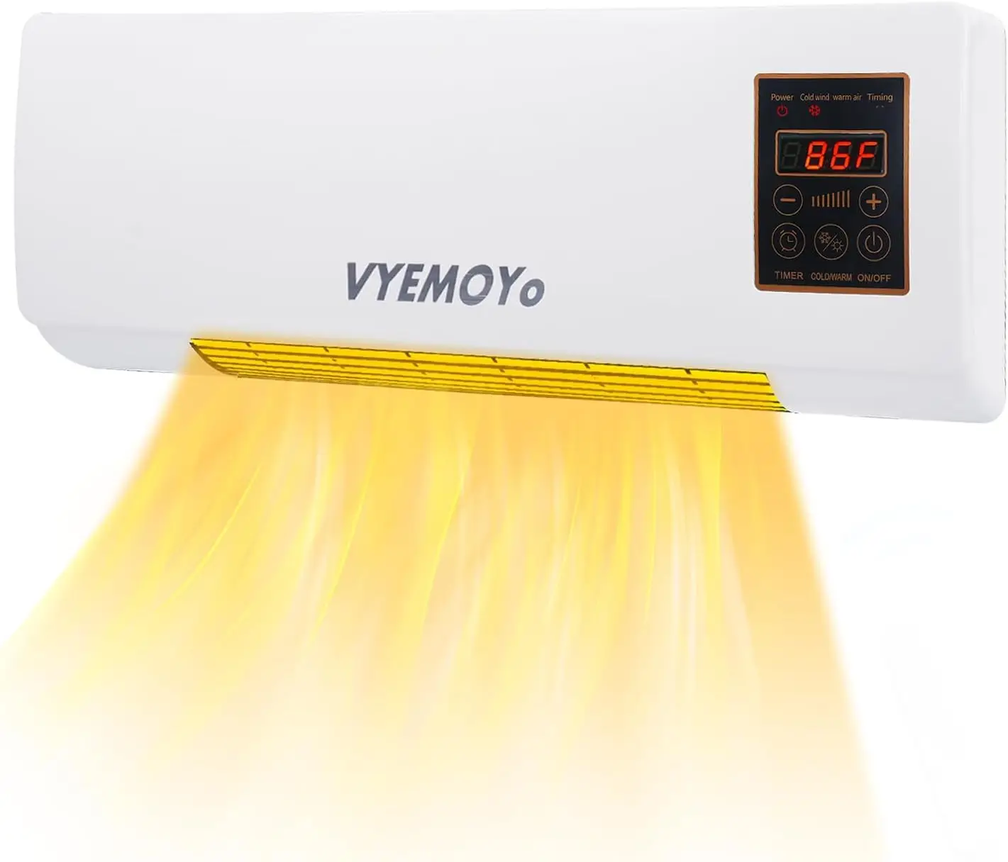 2026 Wall Space Heater 3s Fast Heating Heater with Remote Control 1500W PTC Fast Heating Electric Heaters 6H Timer Overheat Protection Easy-mounted for Office, Bedroom, Home, White