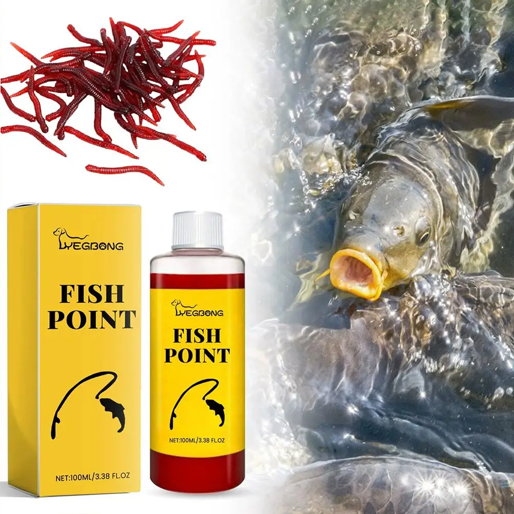 Líquido Atrayente para Peces con Aroma Intenso, 100 ml, Extracto de Gusano Rojo y Polvo de Camarón, Concentrado para Mejorar la Atracción de Peces en Agua Dulce