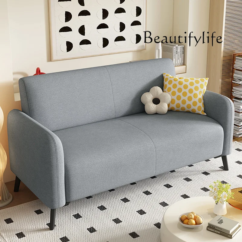 Sofa small apartment living room bedroom apartment rental room clothing store simple fabric mical three-person double sofa