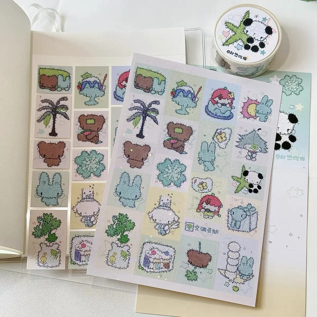 Cartoon animal panda cute design stickers hand account available