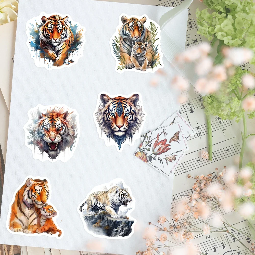 Illustrazione tigre Adesivi artistici Collezione Clipart Giocattoli regalo fai da te Decalcomania impermeabile per laptop Scrapbook Bottiglie di