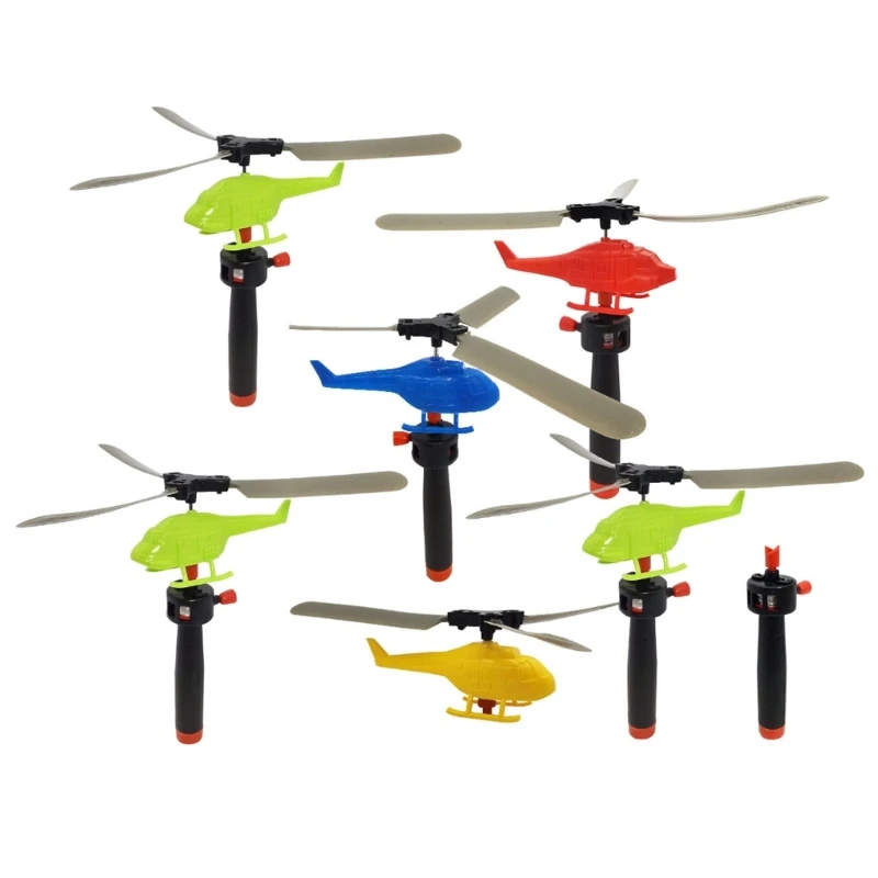 F19F 6 stks/pak Pull String Helikopter Speelgoed Willekeurige Kleur voor Kinderen Outdoor Plezier en Verjaardagen Stimuleren Oog