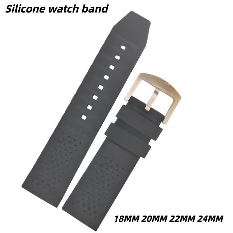 Wholesale 50PCS/Lot 18MM 20MM 22MM 24MM Silicone Watch Bands Black Rubber Strap Adjustable Watch Bands For Men And Women