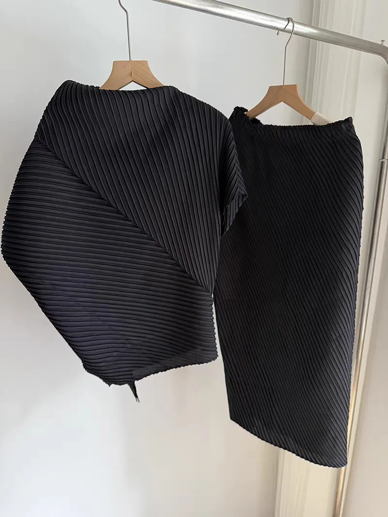 Pleated T-Shirt 2026 Summer New Japane Irregular Cut Pile Collar Top Simple Fashion Lightweight Wrinkle-Free Women Skirt