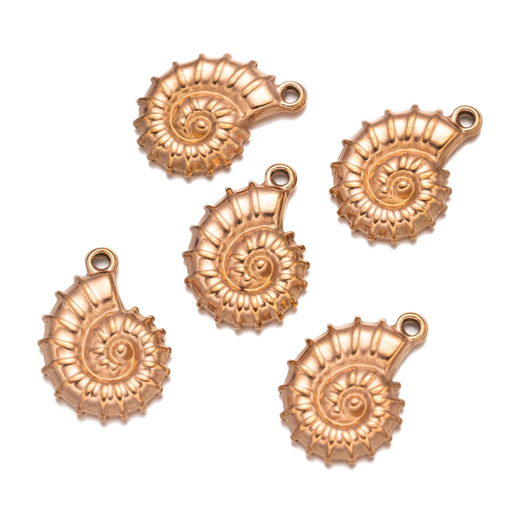 5Pcs Stainless Steel Spiral Seashell Snail Spiral Charm Pendant For DIY Necklaces Earrings Jewelry Making Supplies Wholesale