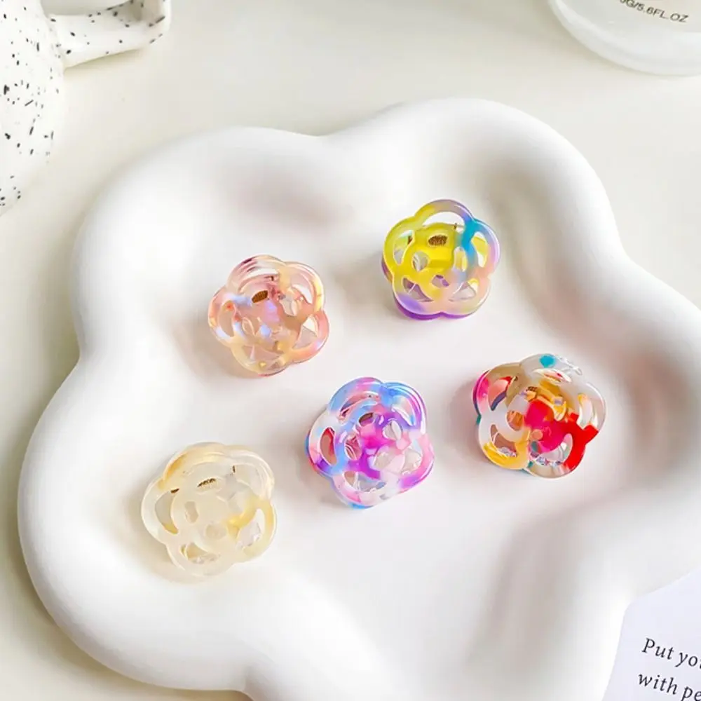 Small Size Acetic Acid Hair Claw Hair Clip Korean Style Flower Hair Crab Clip Hairpin Multicolor Geometry Shark Clip Female