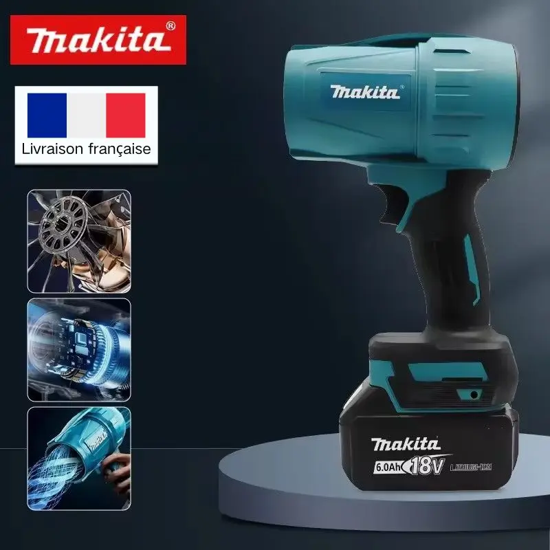 Souffleur Violent Makita 30000 tr/min, Ventilateur Turbo Jet 18V, Dépoussiéreur Électrique à Vitesse de Vent Turbo, Rechargeable avec Lumière, Outil de Nettoyage Automobile