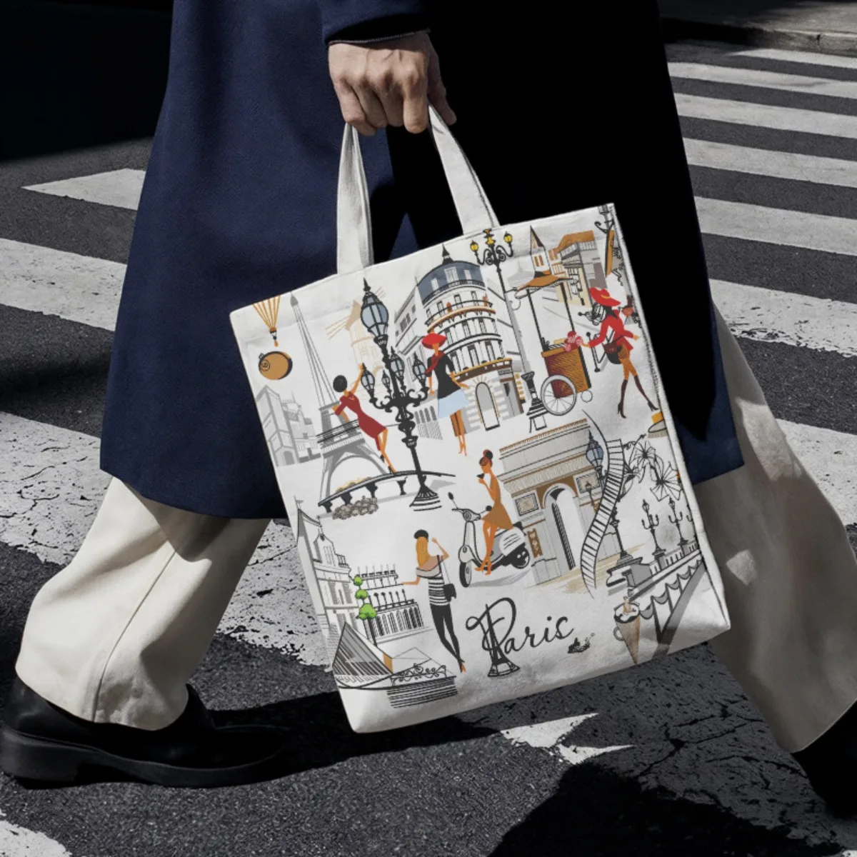 

1pc Tote Bags CanvasParis Themed Tote Bag for Everyday Use, Lightweight and Durable, Perfect for Shopping, Travel, or City Outin