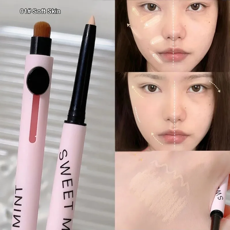 Dubbele Concealer Stick Met Borstel Volledige Dekking Cover Acne Vlekken Donkere Kringen Concealer Pen 2 Kleuren Make-Up Cosmetica