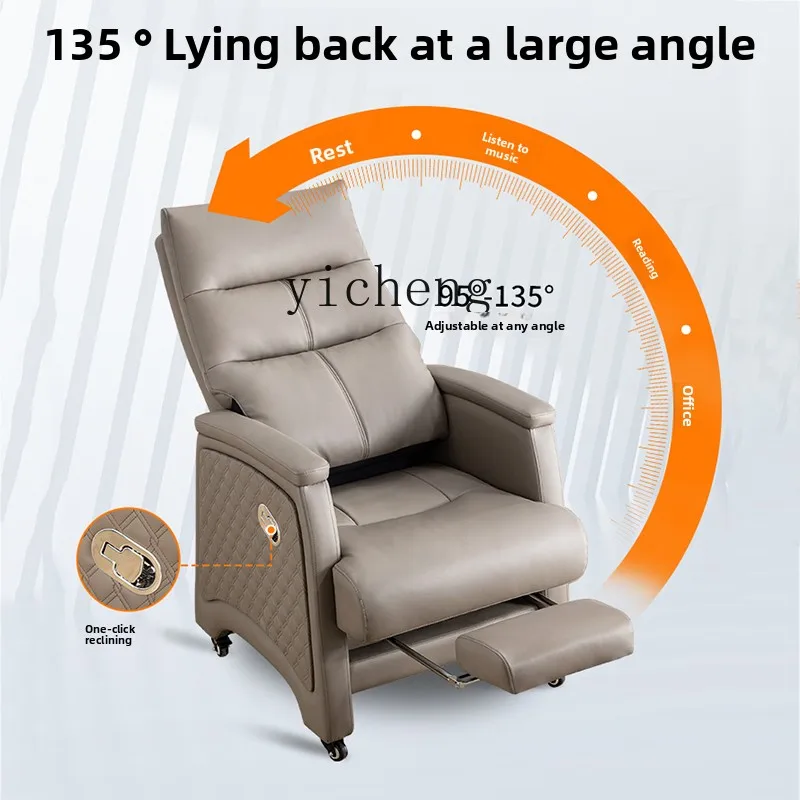 

TQH Genuine Leather Top Layer Cowhide Business Reclining Executive Chair Comfortable Long Sitting Home Computer Chair