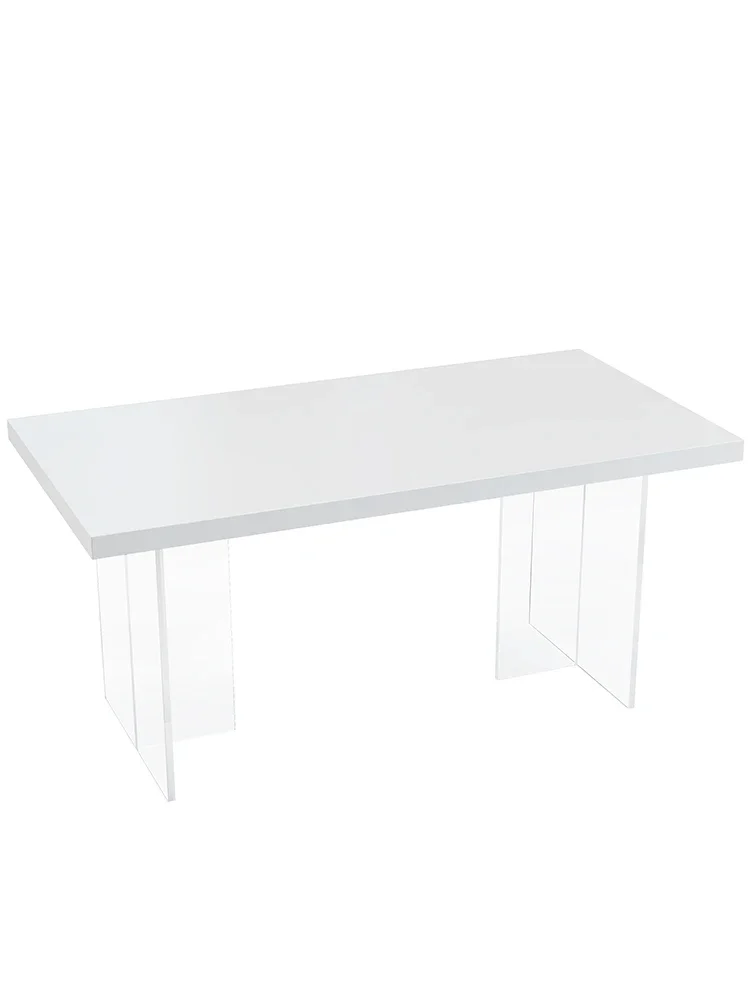 

Cream style suspended rock slab dining table and chairs pure white acrylic island table stone family