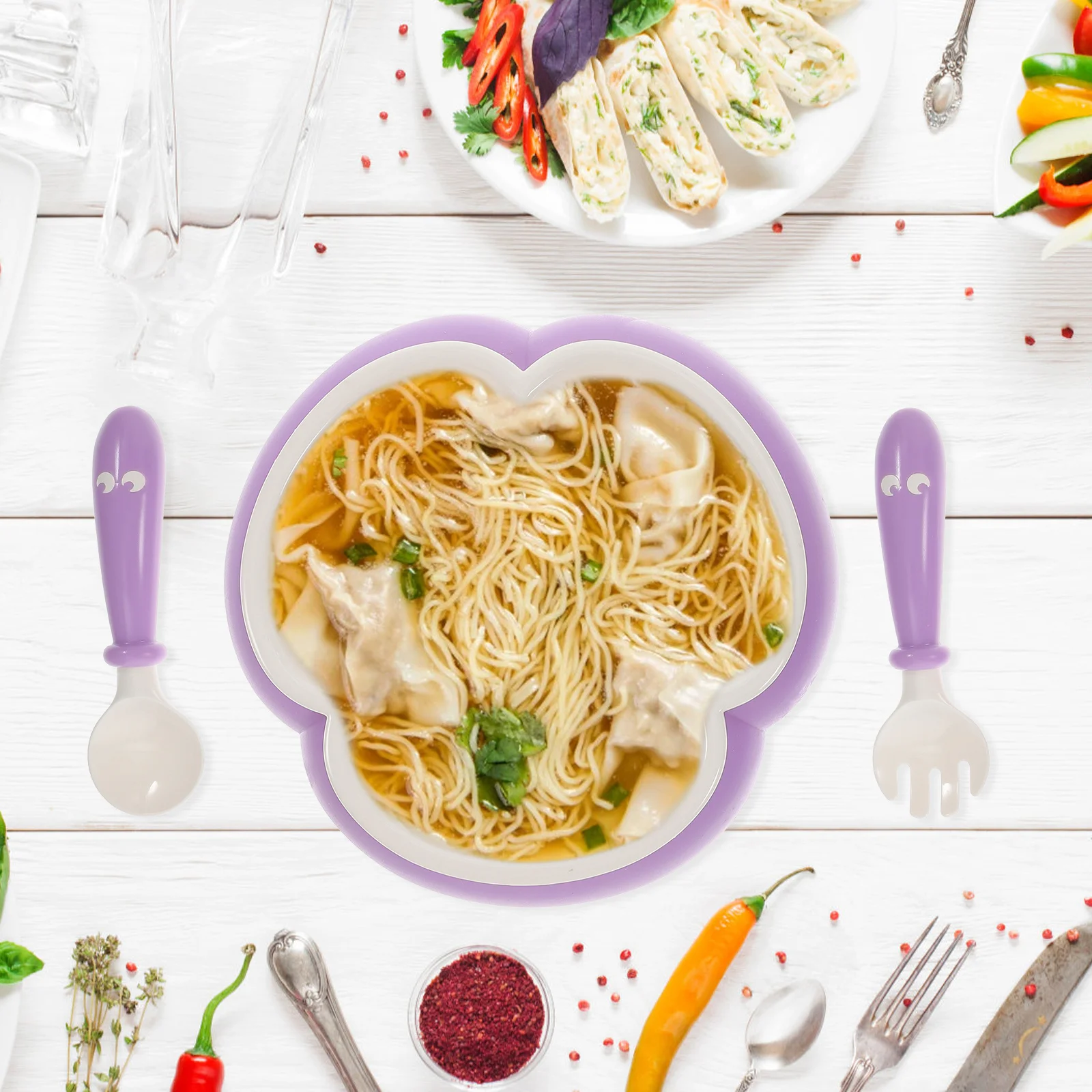 

1 комплект, детская миска на присоске, ложка, вилка, тренировочная посуда, силиконовый набор для кормления малышей, посуда для кормления младенцев, детская ложка, вилка