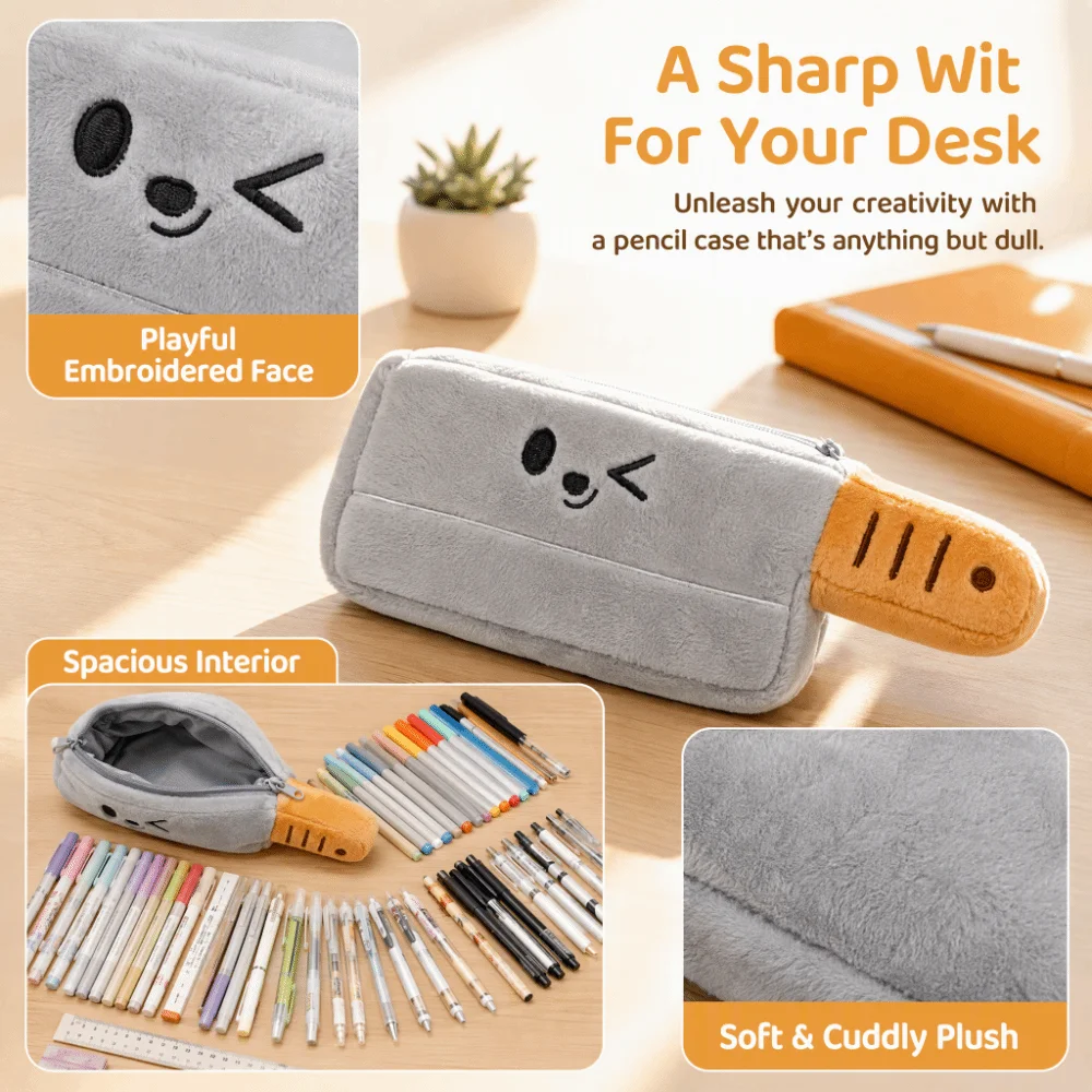 Durable Pencil Case Funny Wink Face Portable Pen Bag Pencil Pouch Students