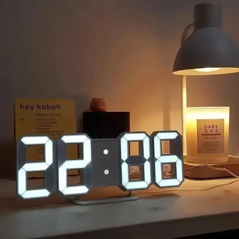 Reloj Despertador Digital LED 3D, Reloj de Pared con Fecha, Hora y Temperatura, Adecuado para Decoración del Hogar, Cocina, Jardín