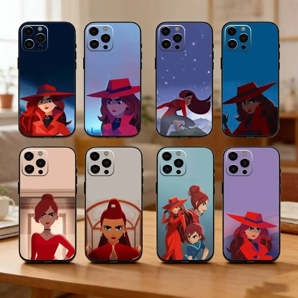 

C-Carmen S-Sandiego Phone Case For iPhone17,16,15,14,13,12 Plus,Max Soft Silicone Black Cover