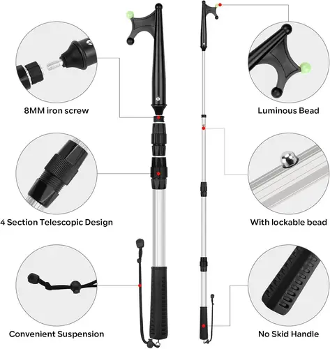 Imagen 2 del producto SAN LIKE-ganchos para barco, gancho para poste de extensión de acoplamiento, poste telescópico para barco con cuentas luminosas, flotador ligero, goma antideslizante