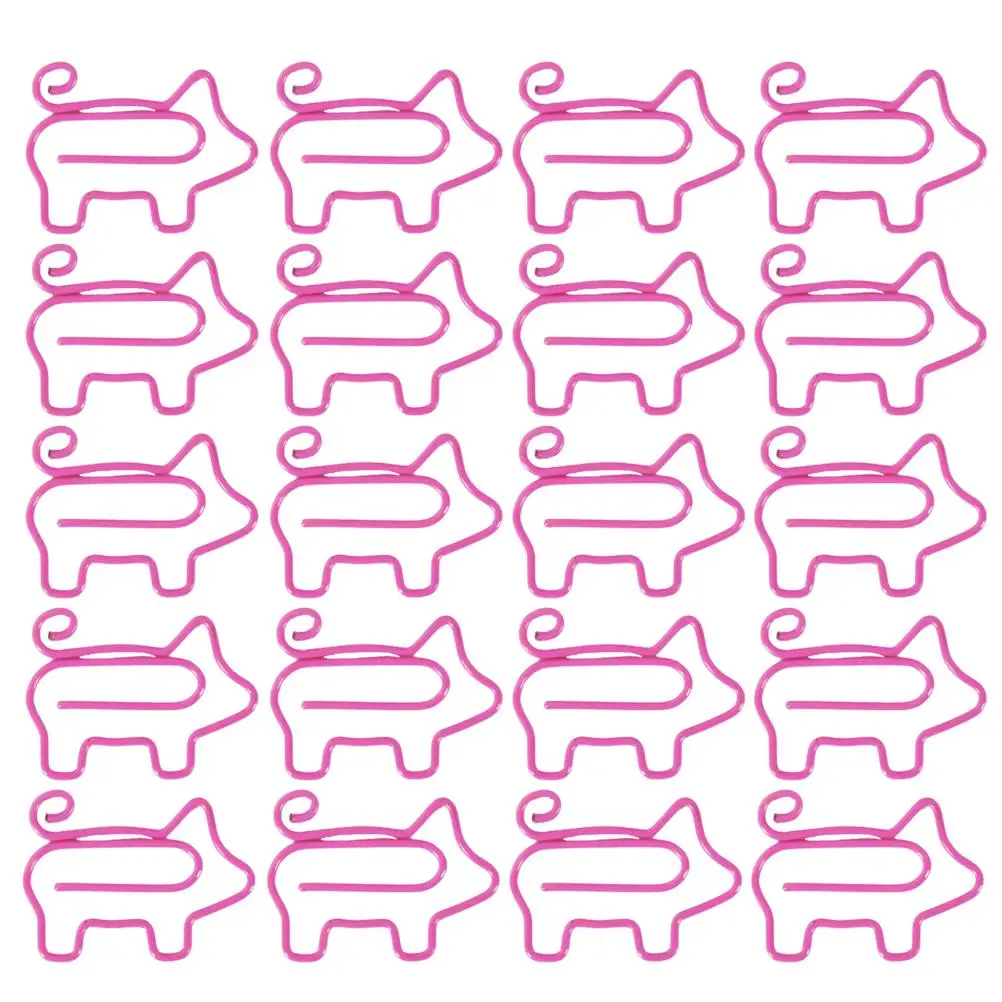 

100 Pcs Metal Paper Clips Cartoon Pigs Shaped Office Supplies Smooth Surface Prevents Rust School Use Colorful Iron
