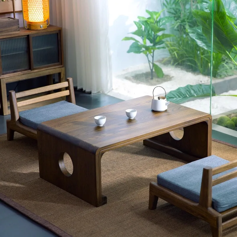 Solid wood bay window small table foldable, tatami coffee table
