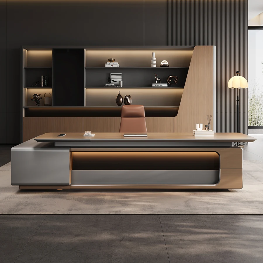 Modern Durable MDF Wood Eco-Friendly CEO Manager L-Shaped Executive Desk Commercial Use Boss Desk 3-Year Warranty