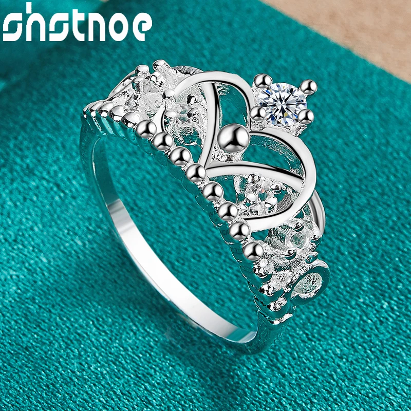 

SHSTONE 925 Sterling Silver Charm Zircon Glory Crown Ring For Women Engagement Party Birthday Fashion Jewelry Gift Wedding Bands