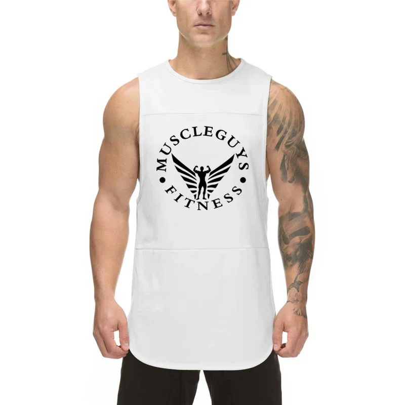 Men Running Vests Polyester Quick-Dry Sleeveless Tank Tops For Gym Workout Pumping iron Bodybuilding  Training Sports Activewear
