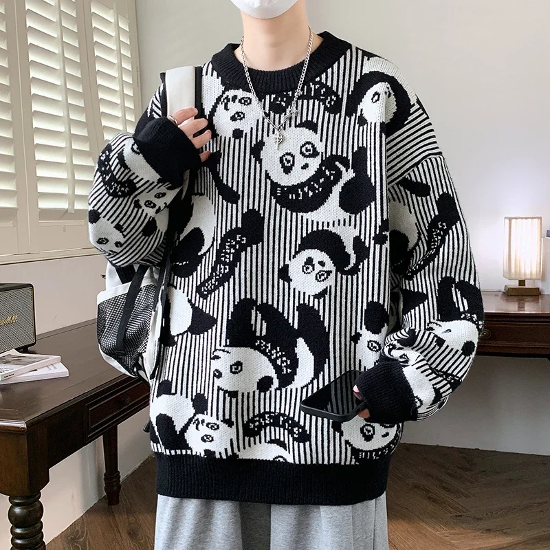 2024 New Fall Fashion Luxury Sweater Mens Knit Pullovers China Kung Fu Panda Brand Sweaters Soft Warm Men Jumper Winter Clothing