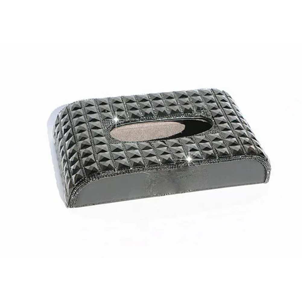 

Car Bling Tissue Box Cover Crystal Napkin Holder for Home Car Black Diamond