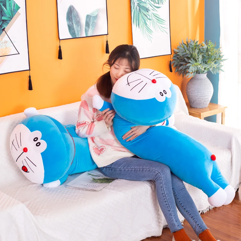 Peluche Doraemon Kawaii de grande taille, oreiller long et doux, dessin animé, animal beurre, décoration de la maison, cadeaux de Noël pour enfants, 100cm