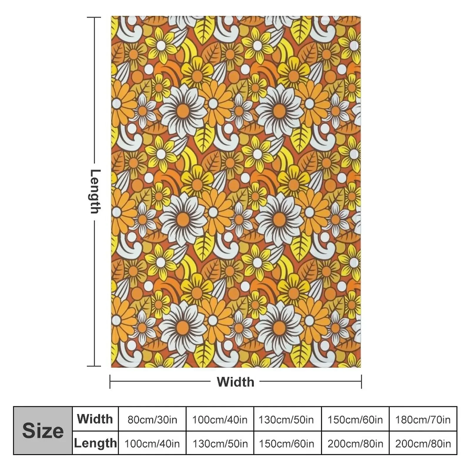 Retro 70s Flower Pattern Throw Blanket Decorative Sofas valentine gift ideas Blankets