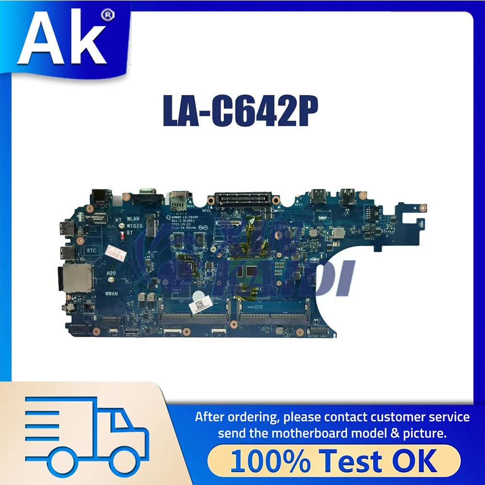 

Laptop Motherboard For Dell Latitude E5570 LA-C642P 0GVKV9 0WK23X 0J1PDD 216-0864018 Notebook Mainboard I7-6600U V2G