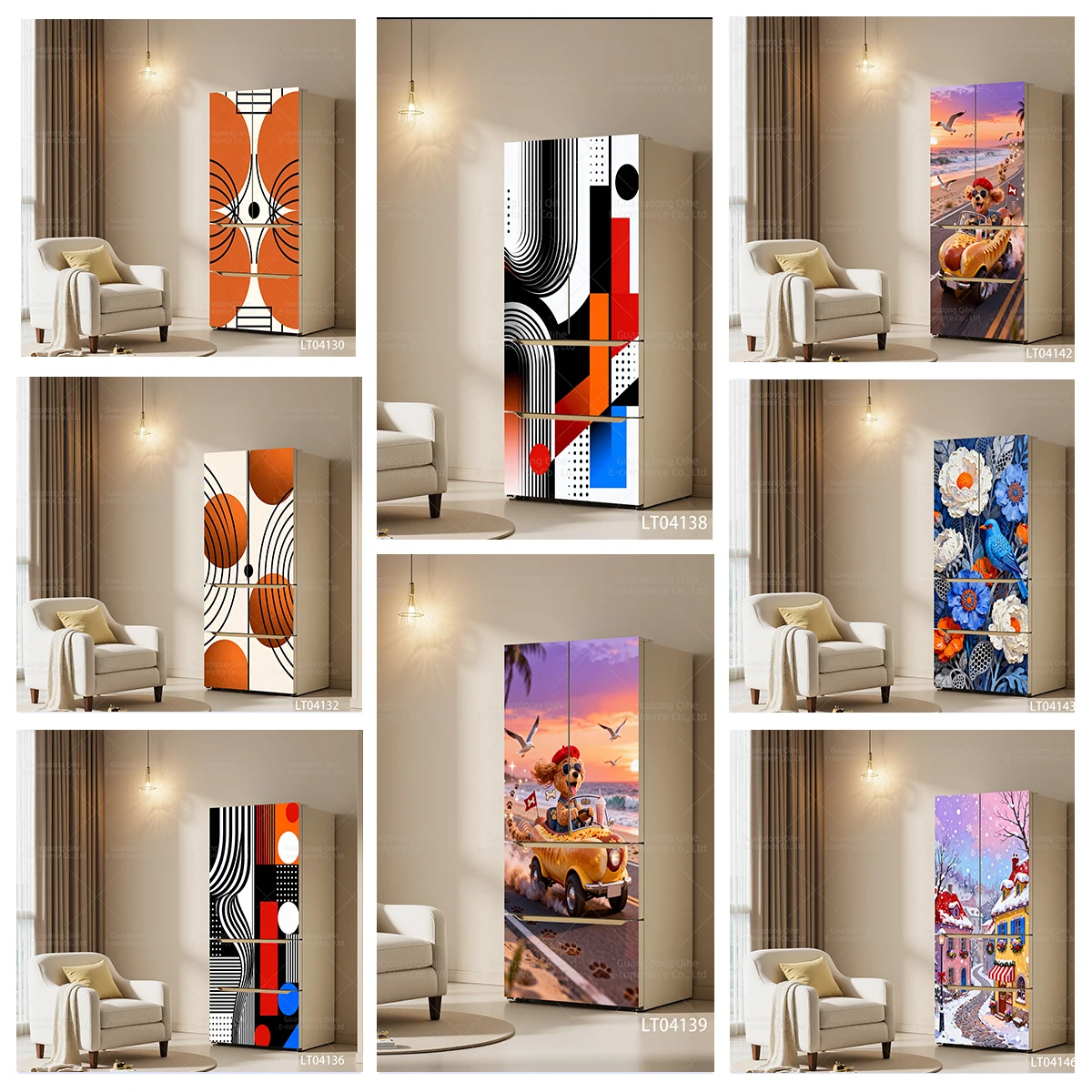 

Self-Adhesive PVC Fridge Decals with Fairy Tale Snow Scene Vibe & Cartoon Illustrations, Durable Home Decor Accessory