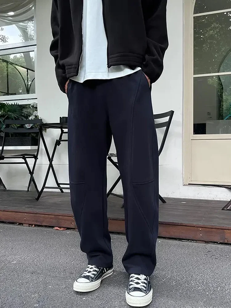 

Модные мужские повседневные брюки больших размеров в американском стиле, свободного кроя, с разрезами, прямые спортивные штаны с дизайнерскими элементами