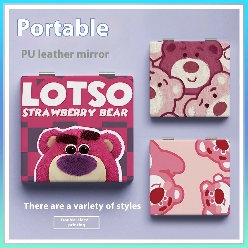 Lots O Huggin Bear Folding Small Mirror Couple Portable Children Holding Girlfriends Makeup Cute Cartoon Desktop Friends Gifts