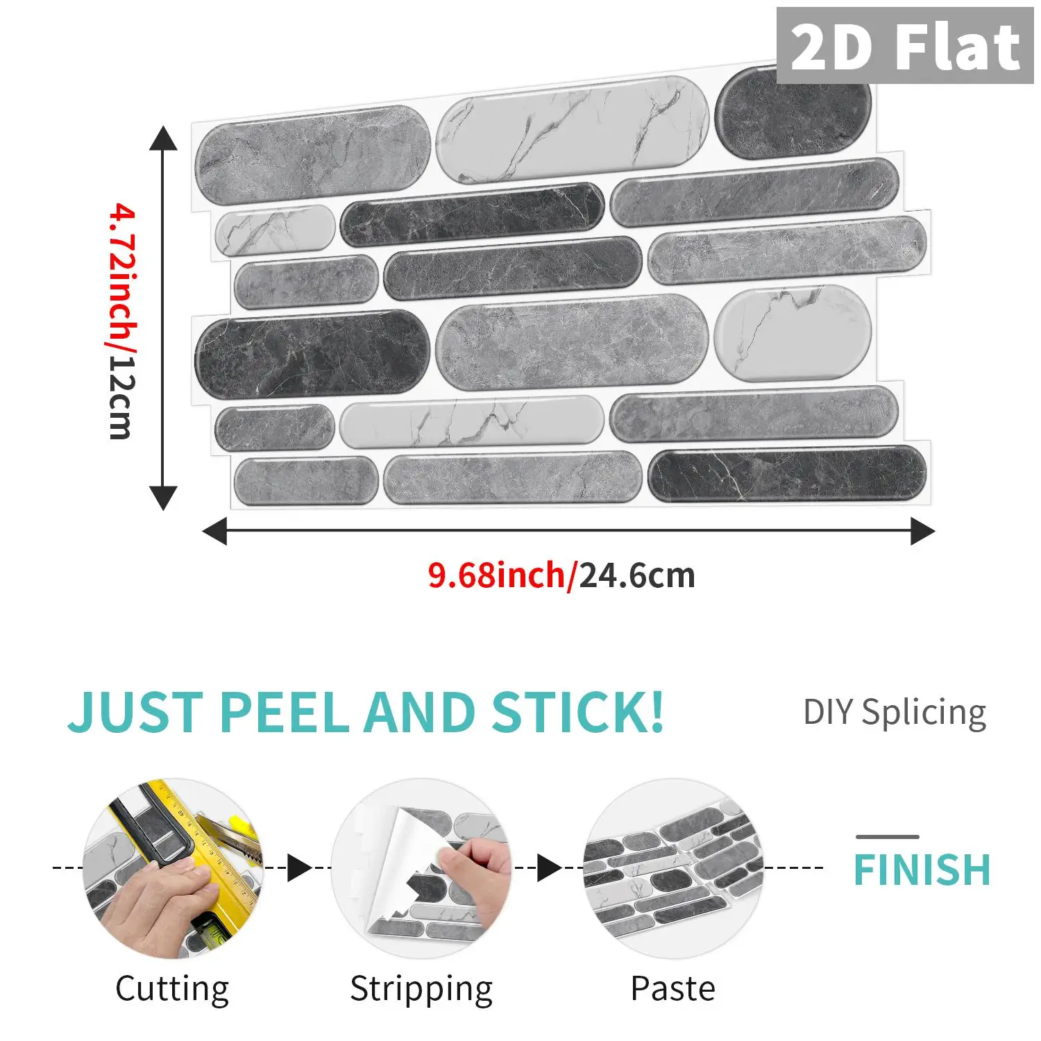 KUUJOJO Peel And Stick Tile Sticker Self Adhesive Stick On Tile Backsplash For Kitchen Bathroom, Bedroom Decoration