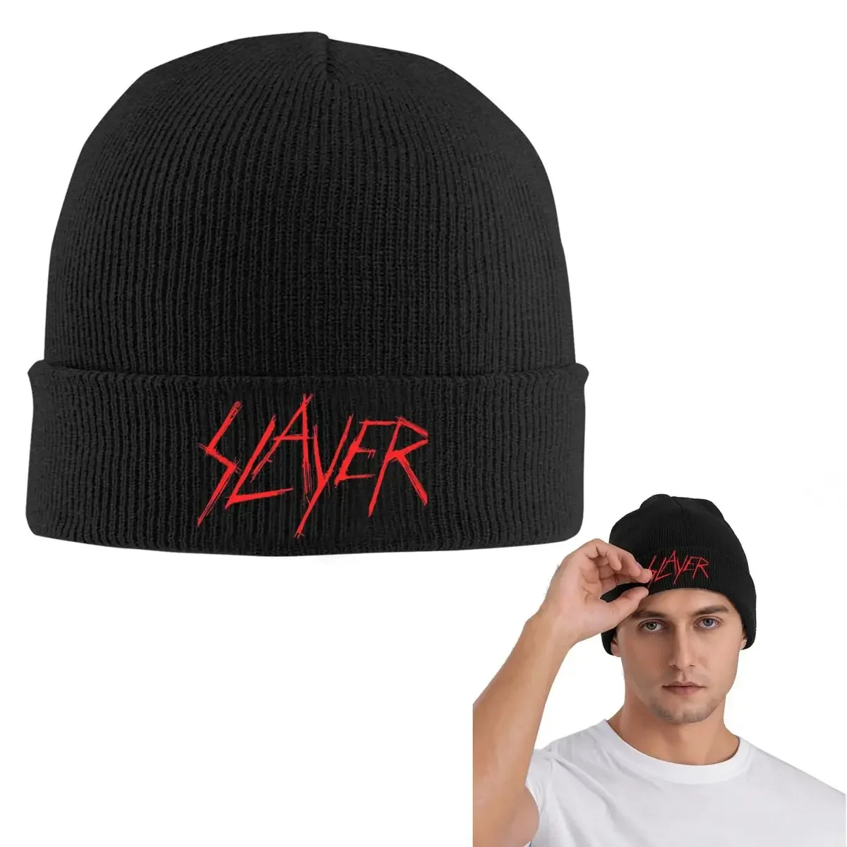 New Slayers Logo Warm Knitted Cap Hip Hop Bonnet Hat Autumn Winter Outdoor Beanies Hats for Men Women Adult