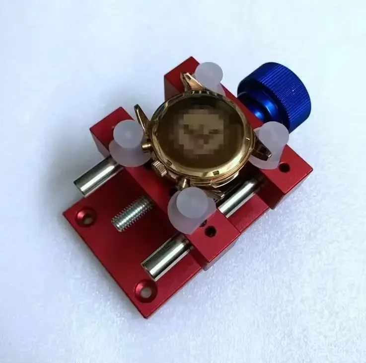 Watch repair tool, large metal watch holder, fixed watch case, open cover