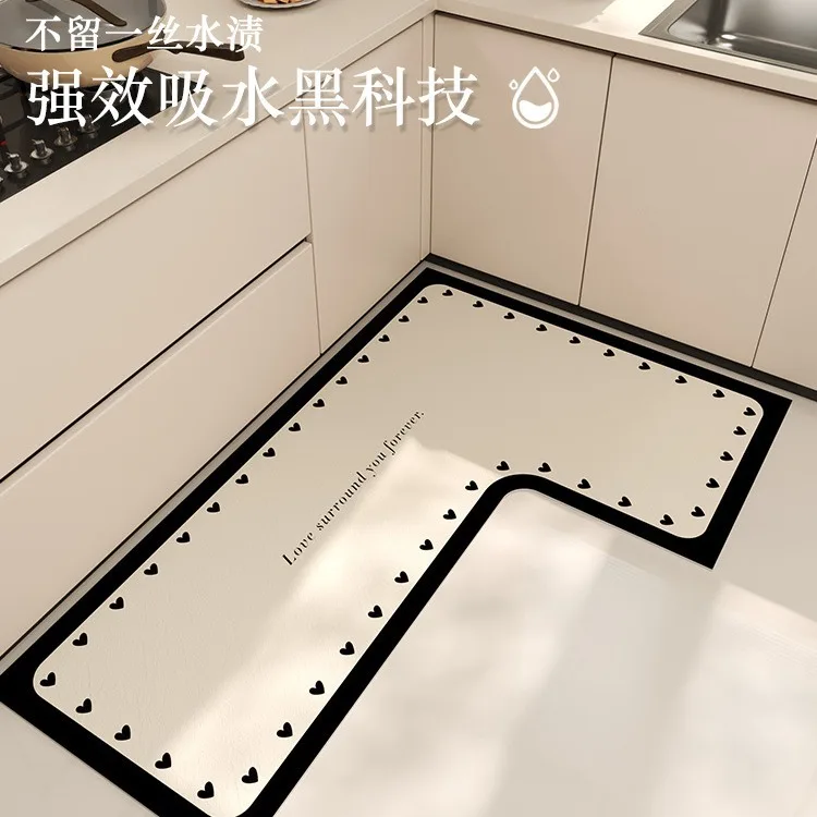 

For French kitchen non-slip floor mat household dirt-resistant and wear-resistant door mat water-absorbing quick-drying bathroom